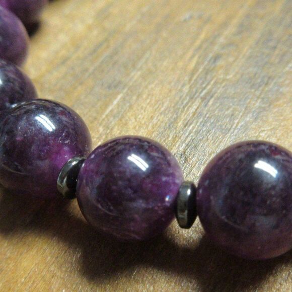 MERRISOTA JEWELRY Amethyst and Hematite Stretch Bracelet Size 7" Gemstones NEW - Picture 3 of 6